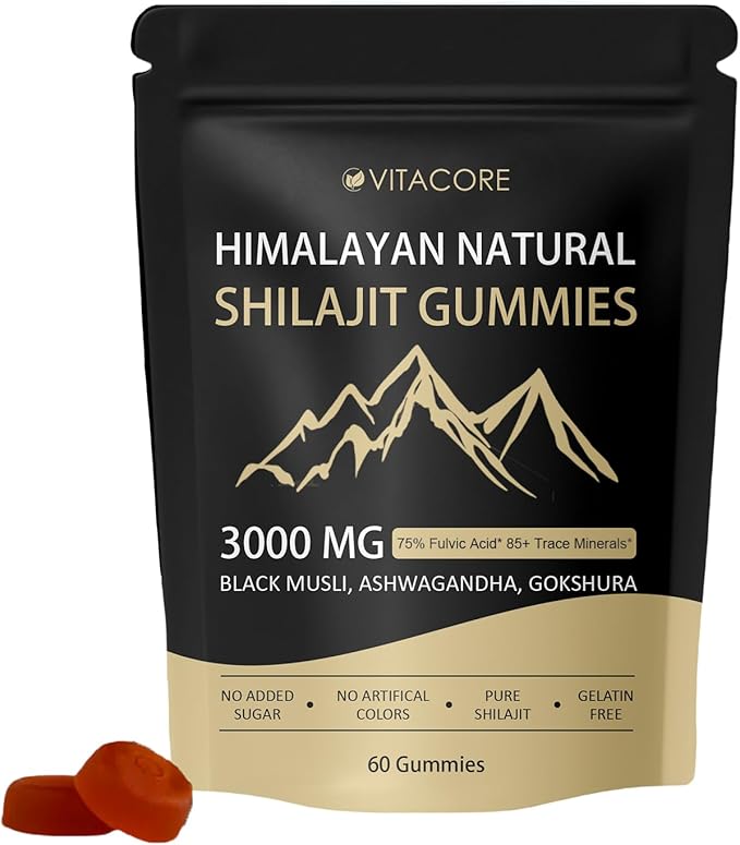 vitacoreHimalayan Shilajit Gummies for Men & Women - Pure Gold Energy Boost, 85+ Trace Minerals & Fulvic Acid, Gluten-Free, 60 Gummies