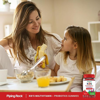 Piping Rock Kid's Multivitamin and Probiotic | 50 Gummies | Berry Punch Flavor | Vegetarian, Non-GMO, Gluten Free Children's Supplement