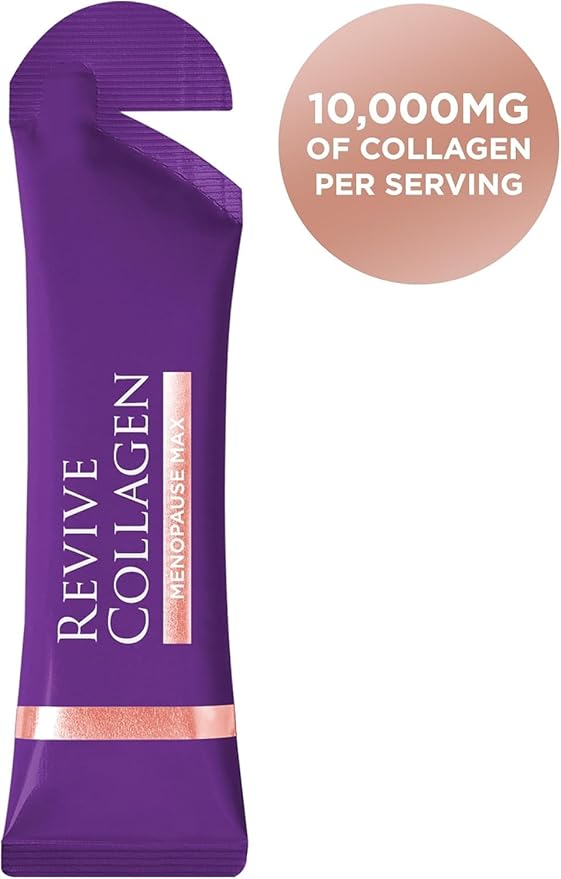 Revive Collagen Menopause Max — Hydrolyzed Marine Collagen Drink for Women, 10,000MG, Lutein, Reishi Mushroom, Vitamin B6, B12, C & D, for Skin & Eye Wellness, Pineapple & Coconut Flavour — 28 Sachets