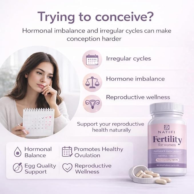Natifi Conception Fertility Prenatal Vitamins Regulate Cycles, Balance Hormones, Aid Ovulation. Conception Multivitamin for Women. Healthier Pregnancy -60 Capsules- Folic Acid, Myo Inositol, Vitex.