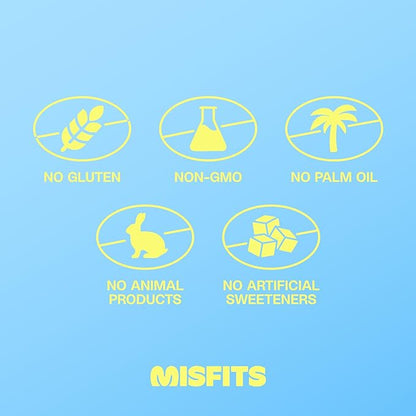 Misfits Vegan Protein Bars - Sweet & Salty Caramel Popcorn | Nutrition Bars - 15g Protein, 1g Sugar, Plant-based, Low Carb, Non-GMO, Gluten Free Snacks | Pack of 12