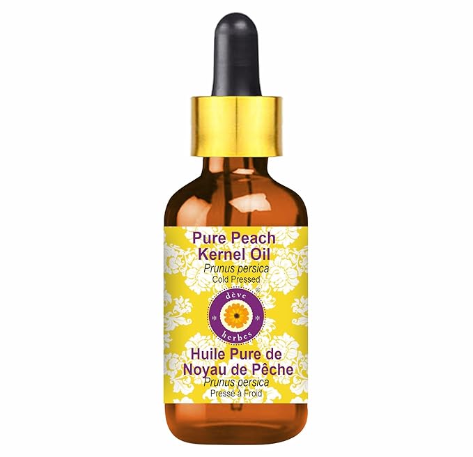 dève herbes Pure Peach Kernel Oil (Prunus persica) with Glass Dropper Cold Pressed 10ml (0.33 oz)
