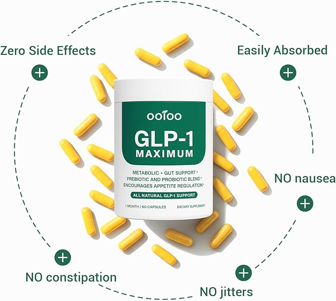 ooioo GLP-1 Weight Loss Supplement with Berberine, Ceylon Cinnamon & Probiotic Blend for Appetite, GLP-1 Activate, Metabolism & Gut, Vegan, Non-GMO, Halal Capsules for Men & Women