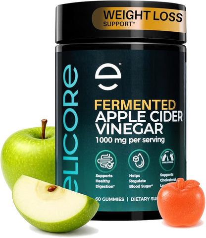 Premium Apple Cider Vinegar Gummies 1000mg – Fermented ACV Gummies for Belly Fat Metabolism* – Weight Management Booster, Digestion, & Heart Support* – with Beetroot and Vitamin B12 – 60 Count