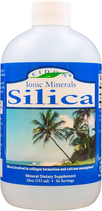Eidon Liquid Silica Mineral Concentrate - Silica Supplement for Hair, Skin, and Nails, Supplement Drops to Support Collagen Production & Hair Loss for Women & Men, Helps Manage Calcium - 18 oz