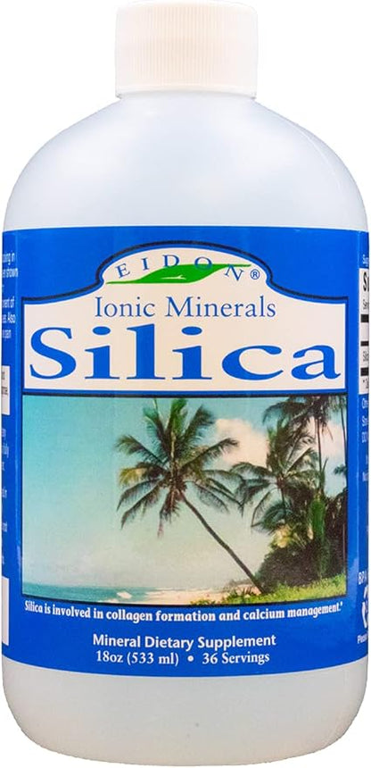 Eidon Liquid Silica Mineral Concentrate - Silica Supplement for Hair, Skin, and Nails, Supplement Drops to Support Collagen Production & Hair Loss for Women & Men, Helps Manage Calcium - 18 oz
