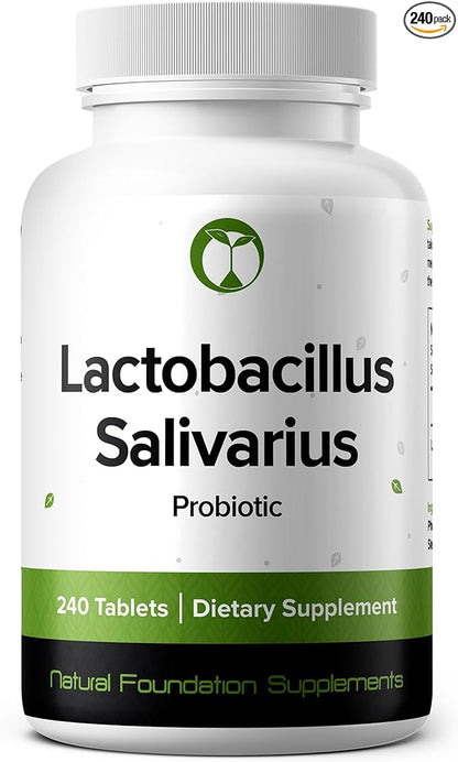 Lactobacillus Salivarius Probiotic Supplement 240 Tablets 3 Billion CFU Probiotics for Men & Women Supports Dental, Digestive & Gut Health (240, Lactobacillus Salivarius)