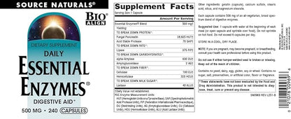 Source Naturals Essential Enzymes Digestive Aid* - 500mg - 240 Capsules