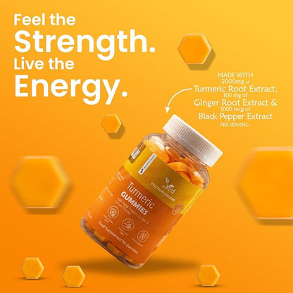 Ved Turmeric Supplement - Turmeric and Ginger Supplement Gummies, Turmeric Ginger Chews, Turmeric and Ginger Gummies for Inflammation Support