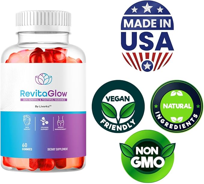 RevitaGlow Gummies - Official Revita Glow Gummy Premium Natural Skin Health Support, RevitaGlowGummies for Gut and Skin Healthy Advanced Renewal Formula Gummys, 60 Gummies for 1 Month