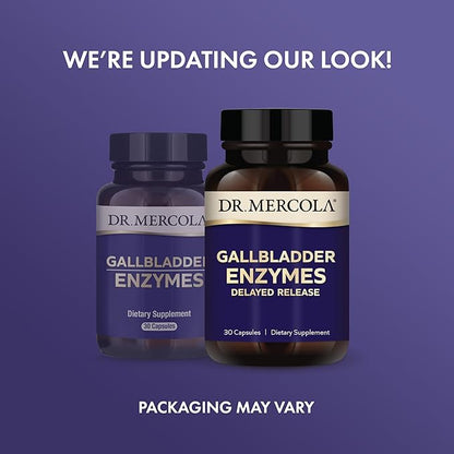 Dr. Mercola Gallbladder Enzymes - Gallbladder & Digestive Health Support - Includes Pancreatic Protease, Amylase & Lipase - Non-GMO, Gluten-Free & Soy-Free - 90 Delayed Release Capsules (90 Servings)