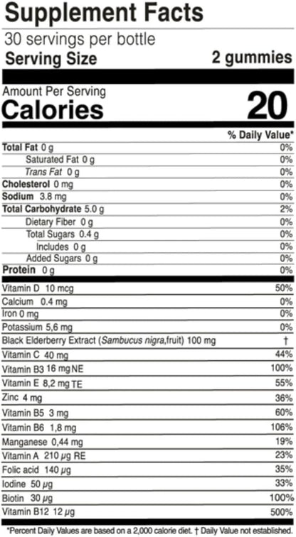 FARMASi Nutriplus Kids Multivitamin Gummies, 13 Vitamins and Minerals with Elderberry Extract, Strawberry Flavor, Vegan Gelatin Free, 60 Gummies, 5.8 oz