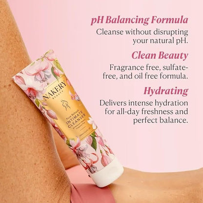 Nakery Intimate Wash Women pH Balanced Vaginal Cleanser - Hydrating Feminine Wash with Aloe & Hyaluronic Acid - Nourishing Vaginal Wash Supports Healthy pH & Odor Eliminator - Safe for Daily Use