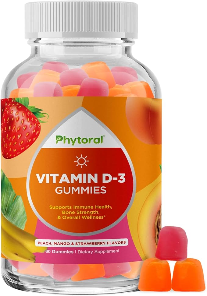 Chewable Vitamin D Gummies for Adults - Delicious Daily Vitamin D3 Gummies with D3 2000IU per Serving - Gluten and Gelatin Free Non-GMO Gummy for Adult Immunity Support - 60 Count