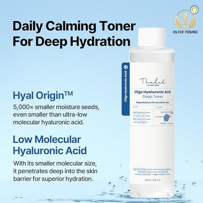 THE LAB by BLANC DOUX Oligo Hyaluronic Acid Hydrating Toner 200ml– Hydrating Toner for Sensitive Skin, pH Balance, Korean Skin Care, Alcohol-Free, Vegan Formula, 6.76 fl. oz