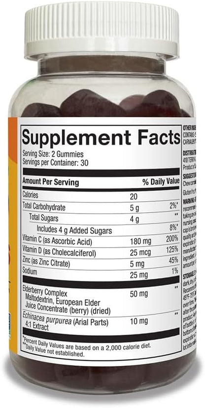 Amazon Basics Immune Plus Elderberry Gummy, 60 Count