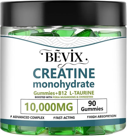 Creatine Gummies, Potent creatine monohydrate Gummies,for Energy Boost, Increase Strength and Build Muscle,withL-Taurine, B12 Gluten-Free, Sugar Free,90Count