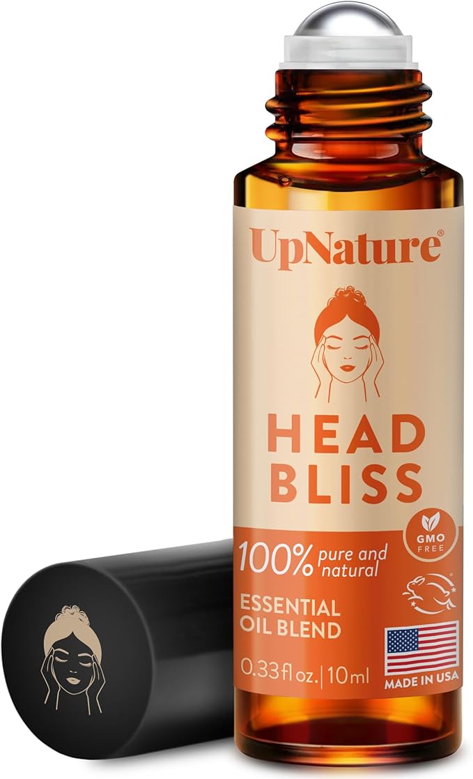 UpNature Head Bliss Essential Oil Roll On - Soothing Migraine Comfort Aromatherapy with Instant Cooling Effect - Nurse Essentials Gifts Roller