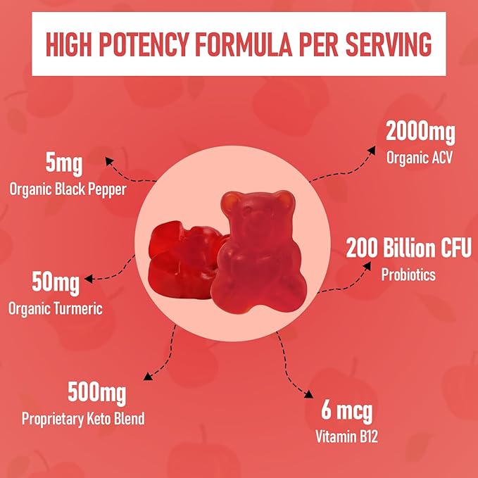 Apple Cider Vinegar Gummies, Max Strength 2000mg ACV Gummy with Probiotics, B12 and Keto Support, For Digestion, Metabolism, Detox, Gut & Immune Health, Gelatin-Free, Non-GMO, 180 keto acv gummies