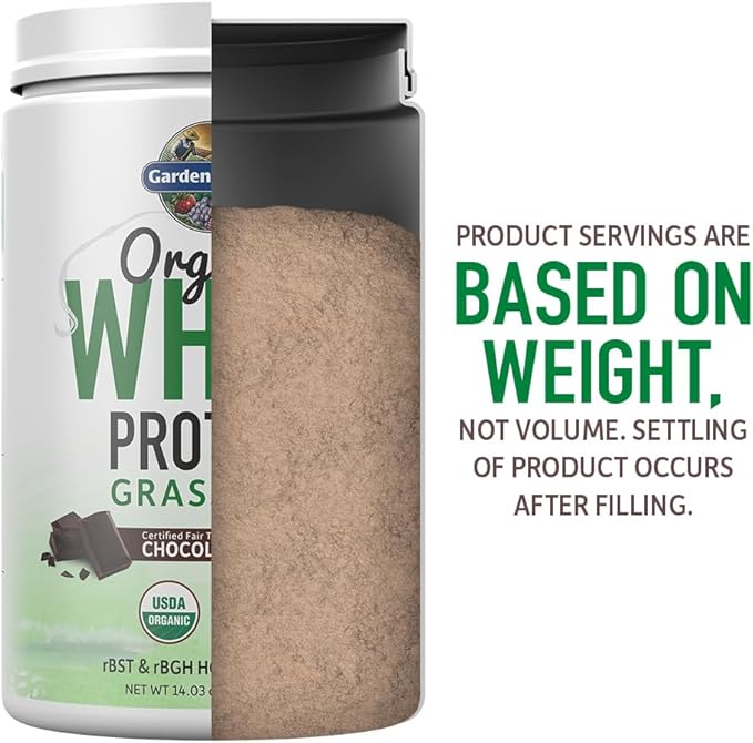 Garden of Life Organic Whey Protein Chocolate Grass Fed Protein Powder – 21g Muscle-Building Powder with Probiotics & BCAAs, Post-Workout Recovery, Hormone-Free, Non-GMO, Gluten-Free, 12 Servings