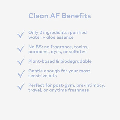 Awkward Essentials Clean AF Wipes for Personal Hygiene with Aloe & Water - Gentle, Two-Ingredient, pH-Friendly Cleansing Wipes for Body, Post-Workout & Intimate Use