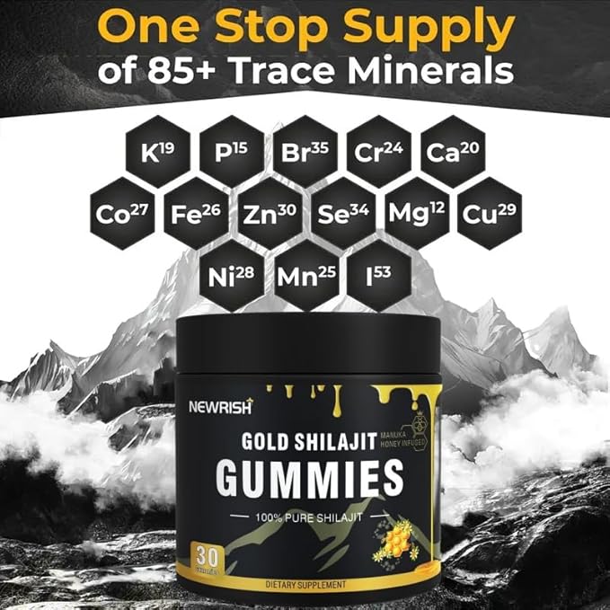 Shilajit Gummies l Manuka Honey | Himalayan shilajit |No Added Sugar I Ashwagandha, Gokshura| Fulvic Acid & 85+ Trace Minerals I for Men, Women I Non-GMO I 100% Natural & Organic I 30 Gummy
