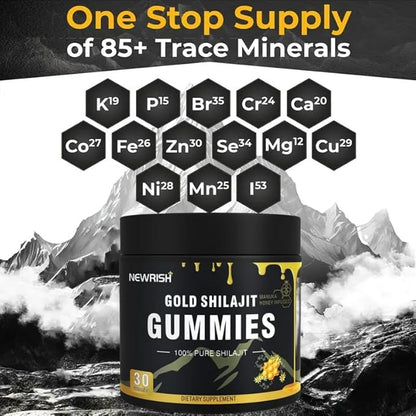Shilajit Gummies l Manuka Honey | Himalayan shilajit |No Added Sugar I Ashwagandha, Gokshura| Fulvic Acid & 85+ Trace Minerals I for Men, Women I Non-GMO I 100% Natural & Organic I 30 Gummy