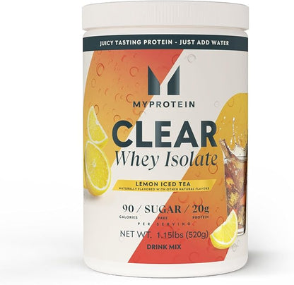 Myprotein Clear Whey Isolate Protein Powder, 20 Servings (1.1lbs) Lemon Ice Tea, 20g Protein per Serving, Naturally Flavored Drink Mix, Daily Protein Intake for Superior Performance