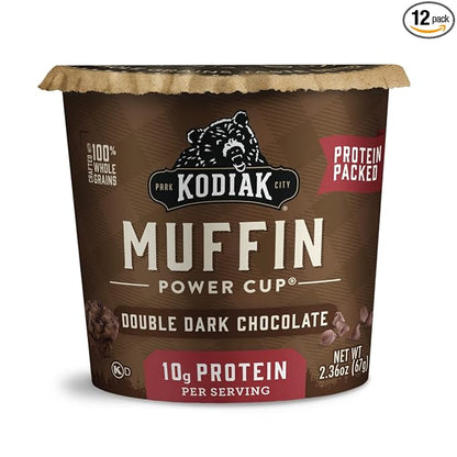 Kodiak Cakes Minute Muffins, Double Dark Chocolate, 2.36 Ounce (Pack of 12) (Packaging May Vary)