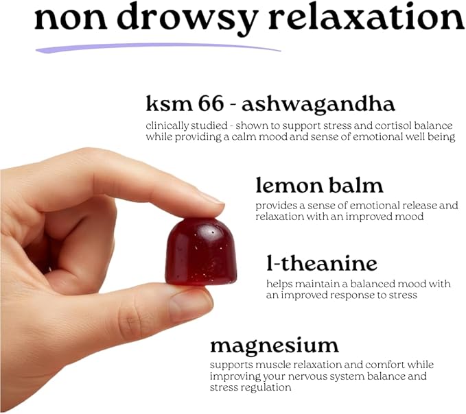 Safe Space Calming Gummies – Stress Relief with Ashwagandha, L-Theanine, Magnesium & Lemon Balm – Relaxation & Sleep Support – from ASMR – Vegan (60 Count)