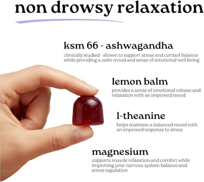 Safe Space Calming Gummies – Stress Relief with Ashwagandha, L-Theanine, Magnesium & Lemon Balm – Relaxation & Sleep Support – from ASMR – Vegan (60 Count)