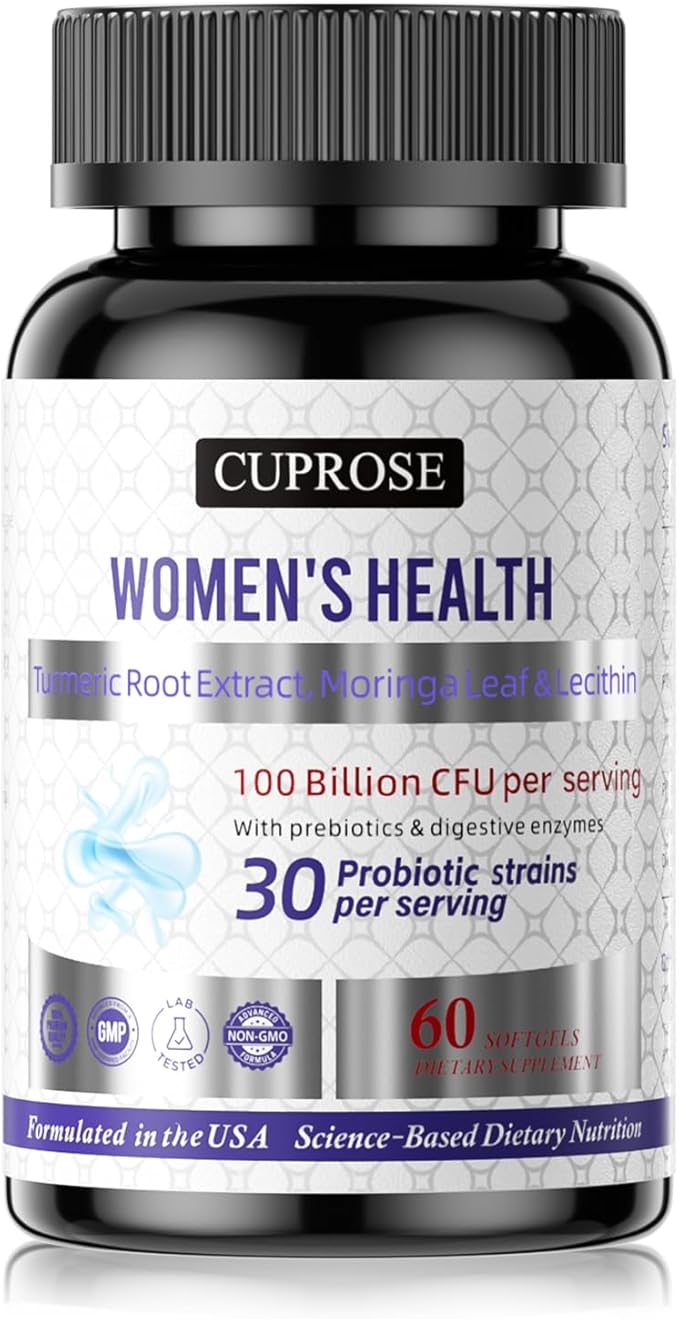 Probiotics for Women 100 Billion CFUs, Menopause, Joint Support & Bloating Relief, Turmeric Curcumin Moringa with Cranberry, Probiotics for Women Digestive Health - 60 Softgels