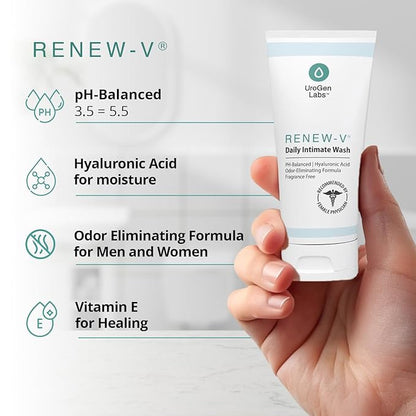 Daily Intimate Wash for Women & Men - Fragrance-Free pH Balance Cleanser w/Boric Acid, Hyaluronic Acid & Vitamin E for Odor Control & Hydration - Male & Feminine Wash, Hygiene Care - 6 fl oz