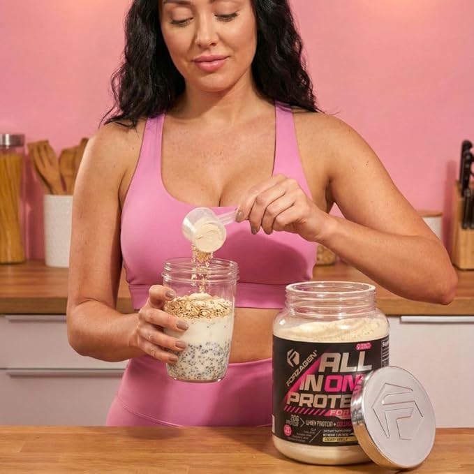 Forzagen All in One Protein for Her | Women’s Protein Powder with Multi Collagen Peptides | Hydrolyzed Collagen Supplement, Gut Health, Great for Pre & Post Workout | Vanilla, 30+ Servings