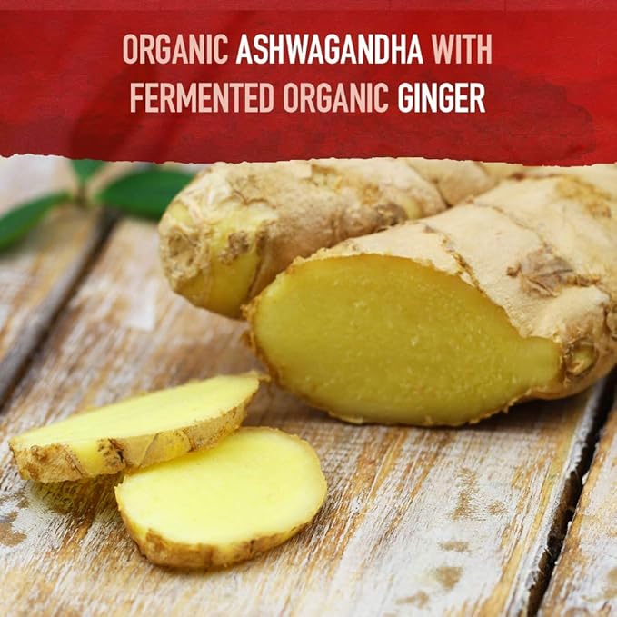 Garden of Life Organic Ashwagandha Supplement with Probiotics & Ginger - Stress, Mood & Energy Support, Vegan, Gluten Free, Non GMO, 2 Month Supply, 60 Tablets