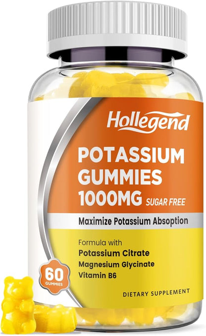 Potassium Gummies 1000mg, Maximize Absoption Blend with Vitamin B6 Magnesium, Potassium Citrate Supplement for Adults, Sugar Free, 60 Count
