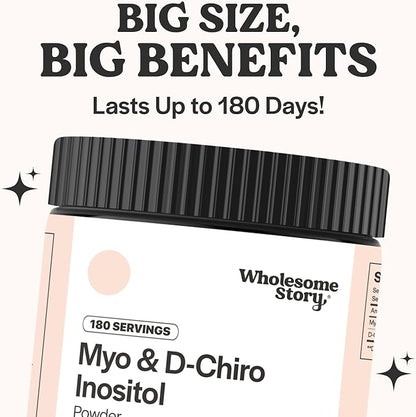 Myo-Inositol & D-Chiro Inositol Supplement Powder for Women | Hormonal Balance & Healthy Ovarian Function Support | Vitamin B8 | Great Alternative to Capsules | 40:1 Ratio | 180 Servings