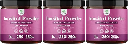 Premium Inositol Powder - Fertility Support Supplement - Restore Hormone Balance & Clarity - Provides Ovarian Support - USP Grade Inositol Supplement for Women - Mood Booster - 250g - 3 Pack