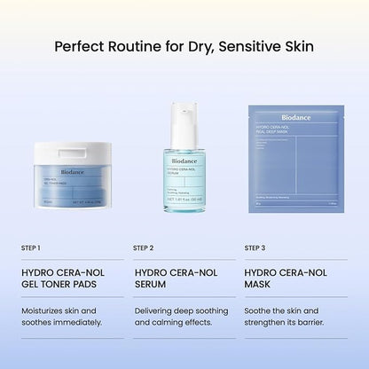 BIODANCE Hydro Cera-nol Serum, Hydrating, Soothing Facial Serum for Dry & Sensitive Skin with Ceramide, D-Panthenol, Hyaluronic Acid, Korean Skin Care | 1.01 fl.oz x 1 ea