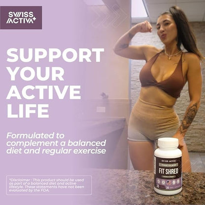 Swiss Activa+ Labs Fit Shred | 11-in-1 Weight Management Herbal Supplement for Energy, Digestive Support & Daily Wellness | Metabolism Booster | Non-GMO, Veg, Natural Ingredients | 30-Day Supply