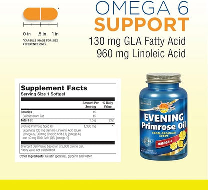 Nature's Life Evening Primrose Oil 1300 mg | PMS and Menopause Balance Support for Women | Skin Health | 60ct