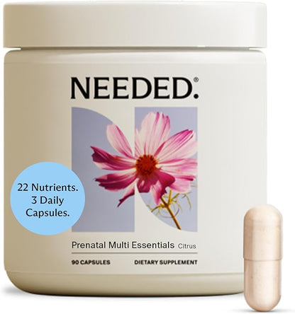 Needed. Multivitamin for Prenatal | Prenatal Multi Essentials Capsule - Pregnancy, Breastfeeding, Postpartum | Expertly-Formulated & Third-Party Tested, Citrus Scent Insert | 30-Day Supply