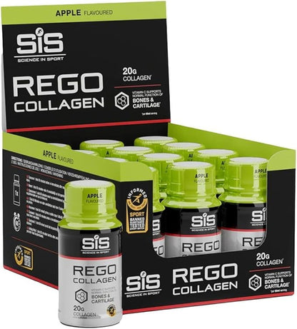 Science in Sport REGO Collagen Shot - Vitamin C Collagen Shot for Cartilage Health & Muscle Support - 20g Liquid Collagen - Ready-to-Drink - Sports Nutrition - Apple Flavor - 12 Count