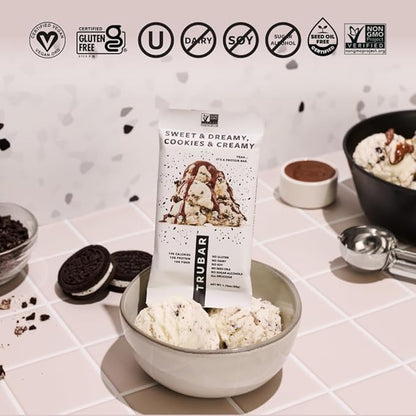 TRUBAR Vegan Protein Bars, Chocolate Covered Cravings Variety Pack, Peanut Butter, Cookies & Cream, & Cookie Dough, Gluten Free, Plant Based, High Fiber, Dairy Free, On the Go Healthy Snacks, 12 Count
