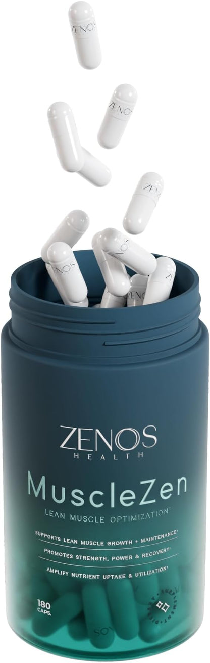 Zenos Health MuscleZen Muscle Builder for Men – ATP Supplements for Strength – Muscle Supplements for Super Recovery – Clear Muscle Support for Lean Muscle Growth - Made in USA, 180 Caps