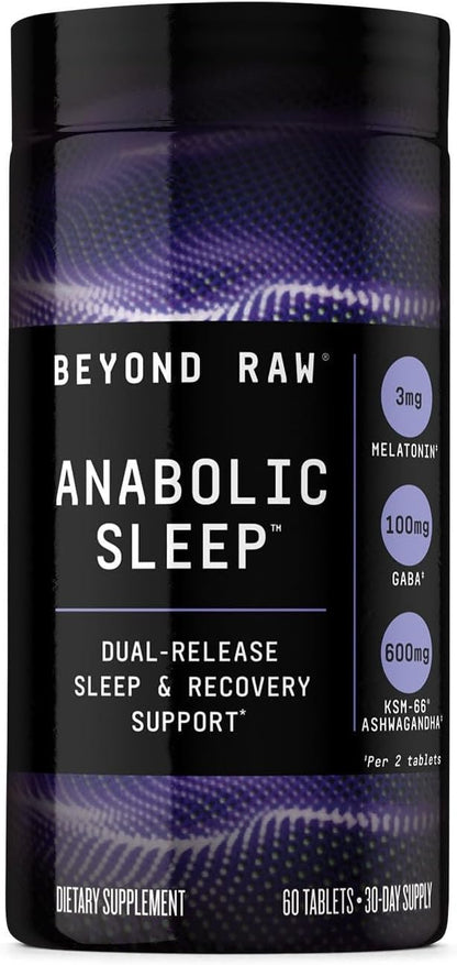 BEYOND RAW Anabolic Sleep, Duel-Release Stress, Sleep, & Recovery Support, 60 Count