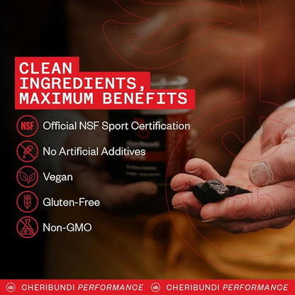 Cheribundi Tart Cherry Gummies Pure | Performance for Maximum Recovery with 25 Tart Cherries | Powerful Antioxidant Support, Non-GMO, Gluten-Free, Vegan | 20 Calories per Serving | 60 Count