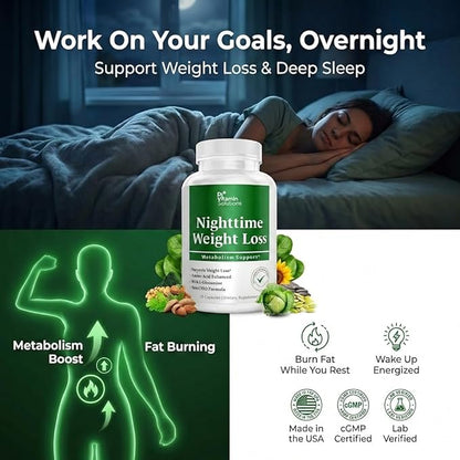 Nighttime Fat Burner Supplements - Appetite Suppressants for Weight Loss - Night-Time Fat Burner for Women & Men - Metabolism Booster Weight Loss Pills - 35 Capsules