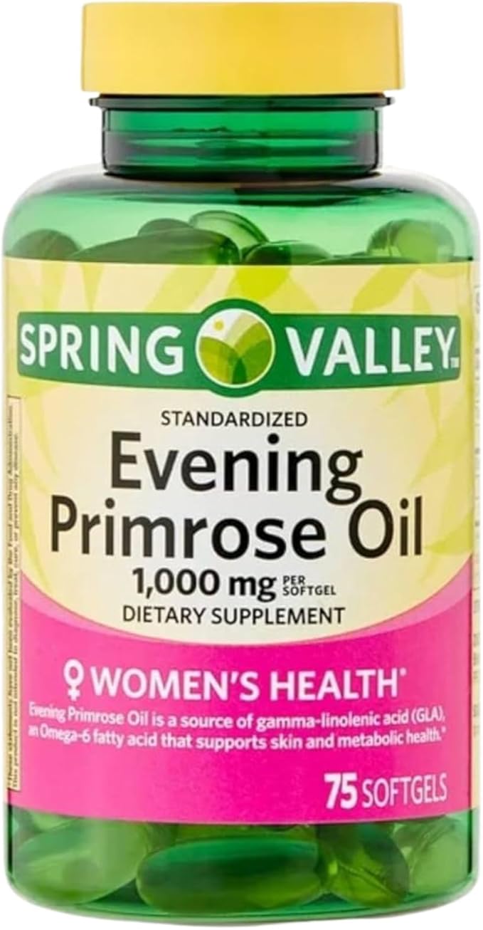 Evening Primrose Oil for Women 1000mg – 75 Softgels, Organic Evening Primrose Oil, Softgels with GLA Omega-6, Aceite De Onagra, Primerose Supplement for Skin & Wellness (Pack of 1)