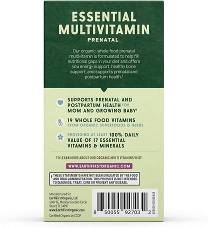 Prenatal Once Daily Multivitamin for Women for Conception, Pregnancy, Postpartum & Breastfeeding, Folate, Iron & Organic Whole Food Blend, Vegan, 60 Count